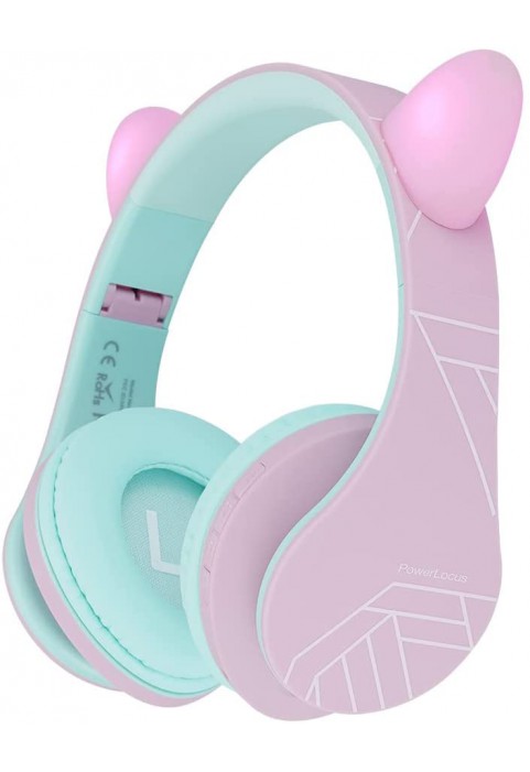 PowerLocus Kids Headphones Over-Ear, Bluetooth Wireless Headphones for Kids,with Microphone, Safe 85DB Volume Limited, Foldable with Carry Case, Audio Cable, Micro SD mode for Online Classes,PC,Phones