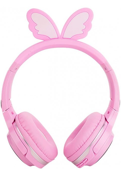 Kids Wireless Headphones, Boys Bluetooth Headset Adjustable Headband with Mic, Stereo Sound Childrens Bluetooth Headphones Over Ear for School Home, Travel (3.5mm Jack Audio Cable Included) (Pink)