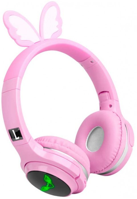 Kids Wireless Headphones, Boys Bluetooth Headset Adjustable Headband with Mic, Stereo Sound Childrens Bluetooth Headphones Over Ear for School Home, Travel (3.5mm Jack Audio Cable Included) (Pink)