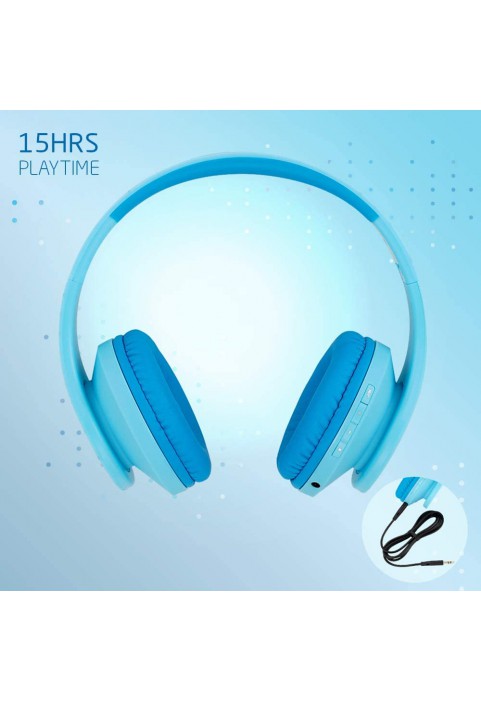 PowerLocus Kids Headphones Over-Ear, Bluetooth Wireless Headphones for Kids,with Microphone, Safe 85DB Volume Limited, Foldable with Carry Case, Audio Cable, Micro SD mode for Online Classes,PC,Phones