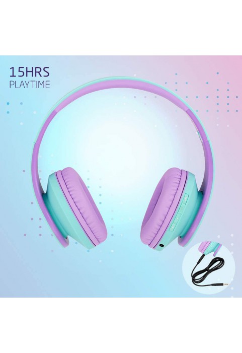 PowerLocus Kids Headphones Over-Ear, Bluetooth Wireless Headphones for Kids,with Microphone, Safe 85DB Volume Limited, Foldable with Carry Case, Audio Cable, Micro SD mode for Online Classes,PC,Phones