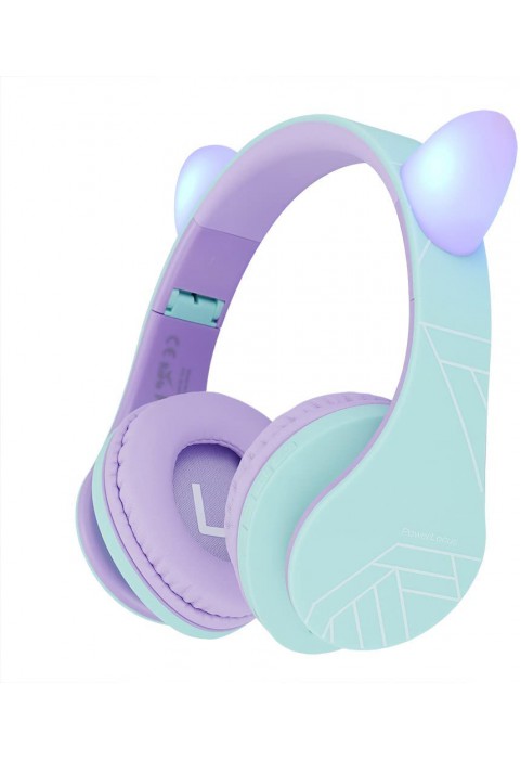 PowerLocus Kids Headphones Over-Ear, Bluetooth Wireless Headphones for Kids,with Microphone, Safe 85DB Volume Limited, Foldable with Carry Case, Audio Cable, Micro SD mode for Online Classes,PC,Phones