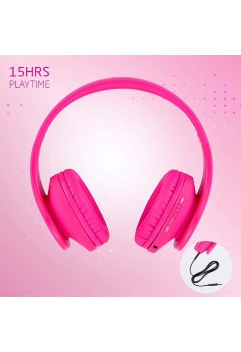 PowerLocus Kids Headphones Over-Ear, Bluetooth Wireless Headphones for Kids,with Microphone, Safe 85DB Volume Limited, Foldable with Carry Case, Audio Cable, Micro SD mode for Online Classes,PC,Phones