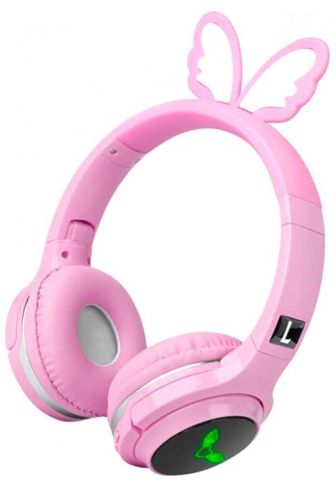 Kids Wireless Headphones, Boys Bluetooth Headset Adjustable Headband with Mic, Stereo Sound Childrens Bluetooth Headphones Over Ear for School Home, Travel (3.5mm Jack Audio Cable Included) (Pink)