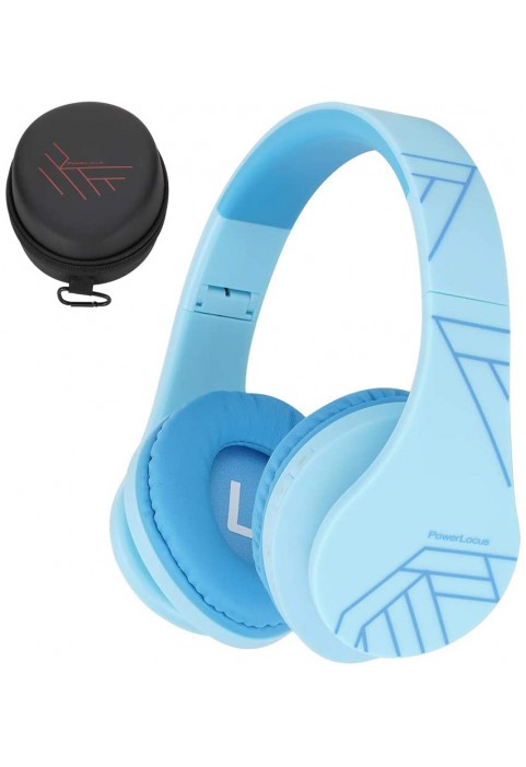 PowerLocus Kids Headphones Over-Ear, Bluetooth Wireless Headphones for Kids,with Microphone, Safe 85DB Volume Limited, Foldable with Carry Case, Audio Cable, Micro SD mode for Online Classes,PC,Phones