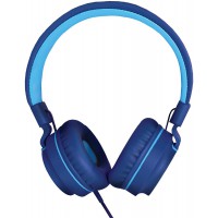 TALK WORKS Corded Headphones for Kids - Over Ear Headphones for Home, School, and Gaming - Lightweight, Portable, Cushioned Earcups, and Adjustable Headband - Comes in Fun Colors - One Size, Blue