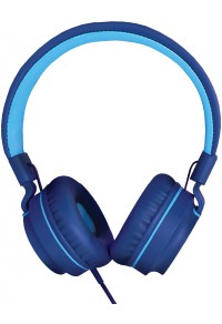 TALK WORKS Corded Headphones for Kids - Over Ear Headphones for Home, School, and Gaming - Lightweight, Portable, Cushioned Earcups, and Adjustable Headband - Comes in Fun Colors - One Size, Blue