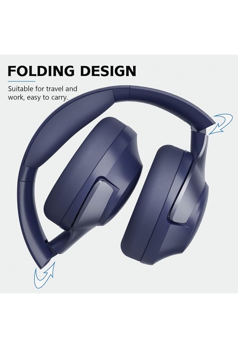 REETEC Hybrid Active Noise-Canceling Headphones Wireless Over Ear Headset Bluetooth V5.0, 30H Playtime Comfortable Fit for Laptop Travel/Work,Blue