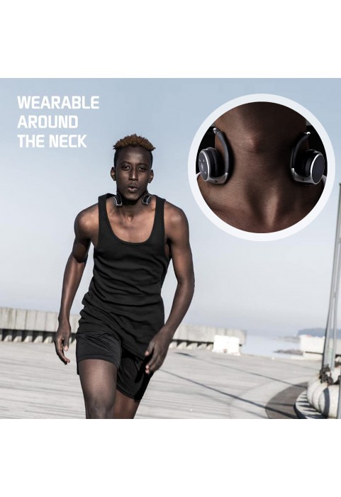 Small Bluetooth Headphones Wrap Around Head - Sports Wireless Headset with Built in Microphone and Crystal-Clear Sound, Foldable and Carried in The Purse, and 12-Hour Battery Life, Blue