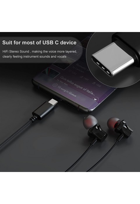 USB C Headphones, ACAGET Wired Magnetic Earbuds for Samsung S21 Type C Noise Cancelling Earphone HiFi Stereo USB C Headset for Samsung Galaxy S21 Ultra Z Flip3 Fold3 S20 FE Note 20 Oneplus 9 8 Pixel 5