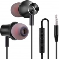 Earphones XINLIANG Wired Earbuds with Microphone &amp; Volume Control in-Ear Headphones with Magnetic, Bass Driven 3.5 mm Earbuds for iOS and Android Smartphones, Laptops, MP3, Gaming, Walkman (Black)