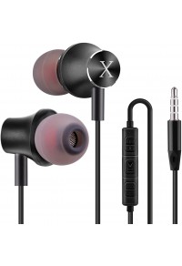 Earphones XINLIANG Wired Earbuds with Microphone &amp; Volume Control in-Ear Headphones with Magnetic, Bass Driven 3.5 mm Earbuds for iOS and Android Smartphones, Laptops, MP3, Gaming, Walkman (Black)