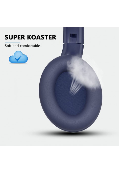 REETEC Hybrid Active Noise-Canceling Headphones Wireless Over Ear Headset Bluetooth V5.0, 30H Playtime Comfortable Fit for Laptop Travel/Work,Blue