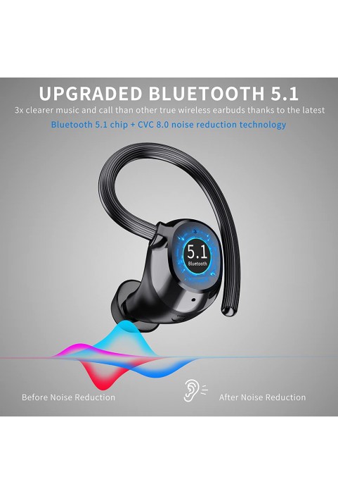 Wireless Earbud, Sport Bluetooth 5.1 Headphones Wireless Earphones in Ear Noise Cancelling Bluetooth Earbud with Mic, IP7 Waterproof 48H Deep Bass Sports Earhooks Headset for Running Gym[2021 New]