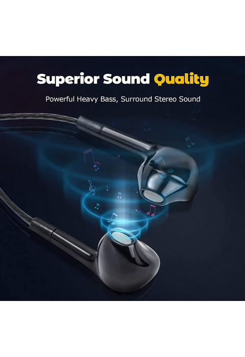 Earbuds Headphones with Microphone Pack of 5, Noise Isolating Wired Earbuds, Earphones with Powerful Heavy Bass Stereo, Compatible with Android, iPhone, iPad, Laptops, MP3 and Most 3.5mm Interface