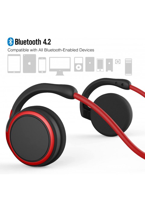 Small Bluetooth Headphones Wrap Around Head - Sports Wireless Headset with Built in Microphone and Crystal-Clear Sound, Foldable and Carried in The Purse, and 12-Hour Battery Life, Blue