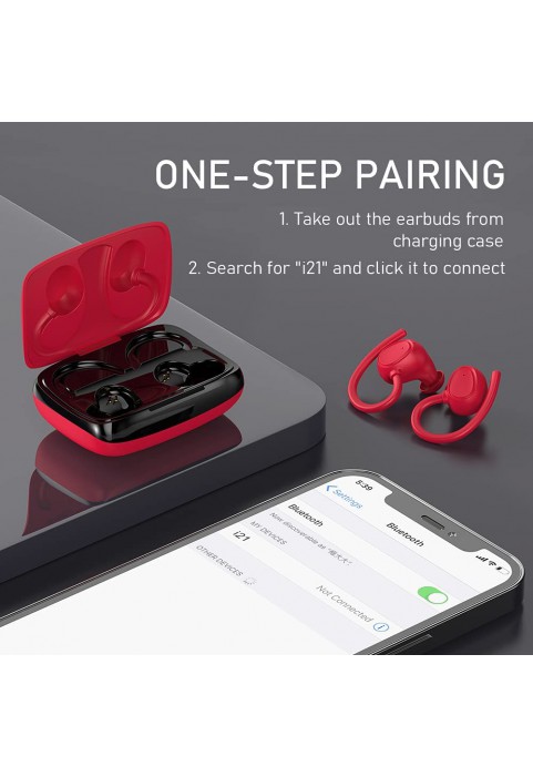 Wireless Earbud, Bluetooth 5.1 Headphones Sport Wireless Bluetooth Earphones in Ear Noise Cancelling Earbud with Mic Deep Bass, Earhooks Ear Buds IP7 Waterproof 48H Headset for Running Gym[2021 New]