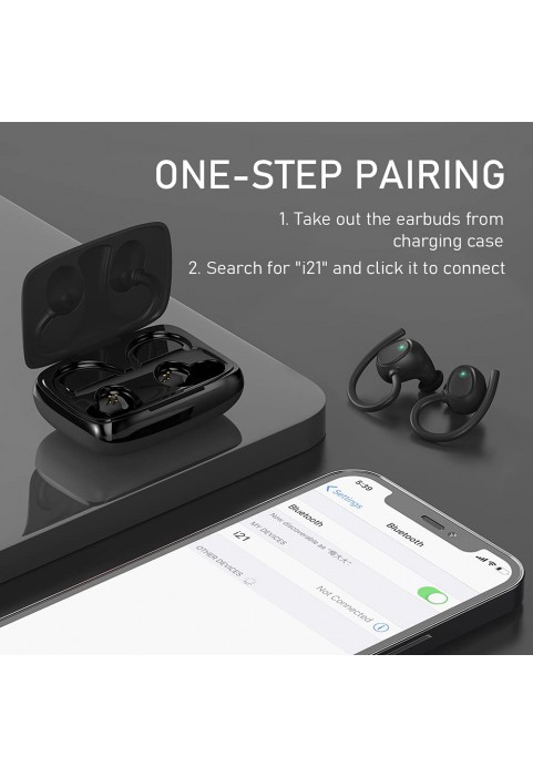 Wireless Earbud, Bluetooth 5.1 Headphones Sport Wireless Bluetooth Earphones in Ear Noise Cancelling Earbud with Mic Deep Bass, Earhooks Ear Buds IP7 Waterproof 48H Headset for Running Gym[2021 New]