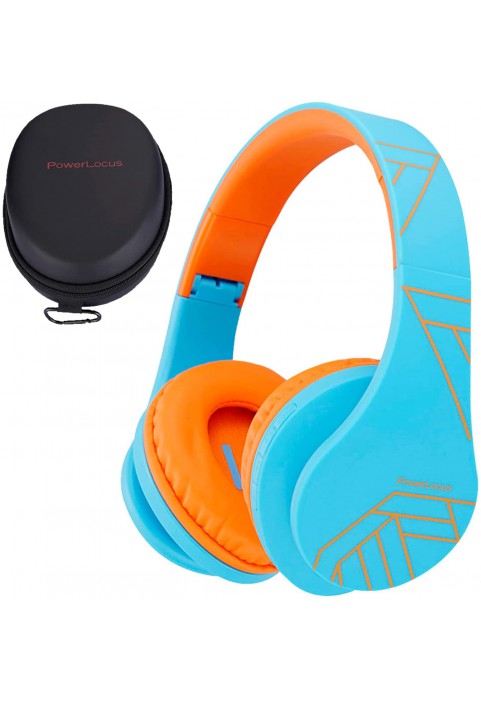 PowerLocus Kids Headphones Over-Ear, Bluetooth Wireless Headphones for Kids,with Microphone, Safe 85DB Volume Limited, Foldable with Carry Case, Audio Cable, Micro SD mode for Online Classes,PC,Phones