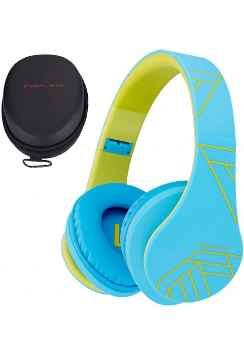 PowerLocus Kids Headphones Over-Ear, Bluetooth Wireless Headphones for Kids,with Microphone, Safe 85DB Volume Limited, Foldable with Carry Case, Audio Cable, Micro SD mode for Online Classes,PC,Phones