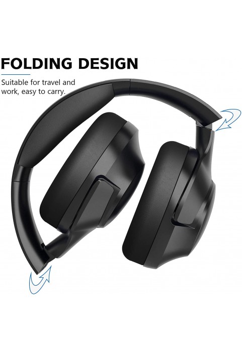 REETEC Hybrid Active Noise-Canceling Headphones Wireless Over Ear Headset Bluetooth V5.0, 30H Playtime Comfortable Fit for Laptop Travel/Work,Blue