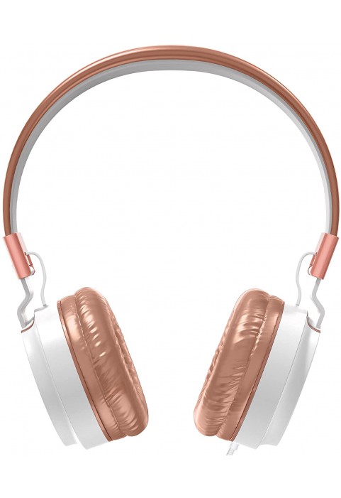 Delton Chroma Wired Headphones with Microphone, Wired On-Ear Headphones with in-Line Mic - 3.5MM Jack, Foldable, Lightweight for iOS and Android Smartphones, Laptops, PC, MP3 (Chroma Rose Gold)