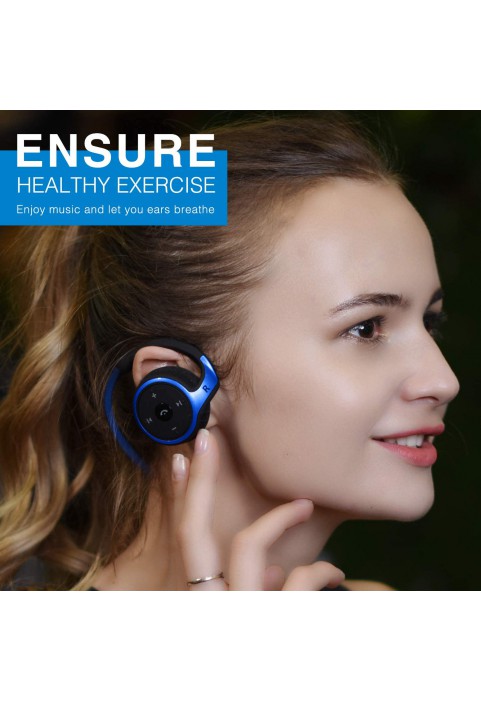 Small Bluetooth Headphones Wrap Around Head - Sports Wireless Headset with Built in Microphone and Crystal-Clear Sound, Foldable and Carried in The Purse, and 12-Hour Battery Life, Blue