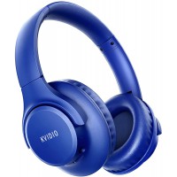 Bluetooth Headphones Over Ear,KVIDIO 55 Hours Playtime Wireless Headphones with Microphone,Foldable Lightweight Headset with Deep Bass,HiFi Stereo Sound for Travel Work Laptop PC Cellphone (Blue)