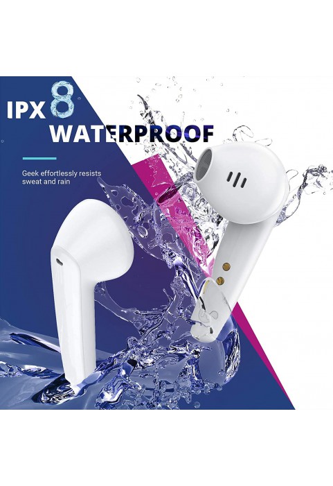 Wireless Earbuds Geek Bluetooth 5.0 Earbuds Deep Bass IPX8 Waterproof Sport Wireless Headphones 48H Playtime with Wireless Charging Case Type-C Dual Mics