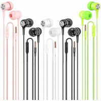 Earbuds Earphones Wired Headphones 5 Pack, Earbuds with Microphone Ear Buds Headphones Noise Canceling Wired Earphones Compatible with iPhone, Android Phones, iPod, iPad, MP3 Fits Most 3.5mm Jack