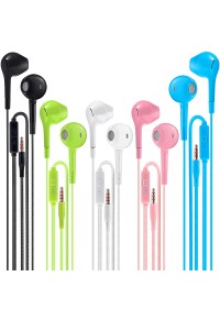 Earbuds Headphones with Microphone Pack of 5, Noise Isolating Wired Earbuds, Earphones with Powerful Heavy Bass Stereo, Compatible with Android, iPhone, iPad, Laptops, MP3 and Most 3.5mm Interface