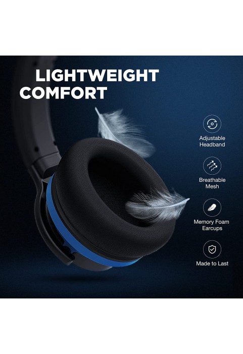 PurelySound E7 Active Noise Cancelling Headphones, Wireless Over Ear Bluetooth Headphones, 20H Playtime, Rich Deep Bass, Comfortable - Black