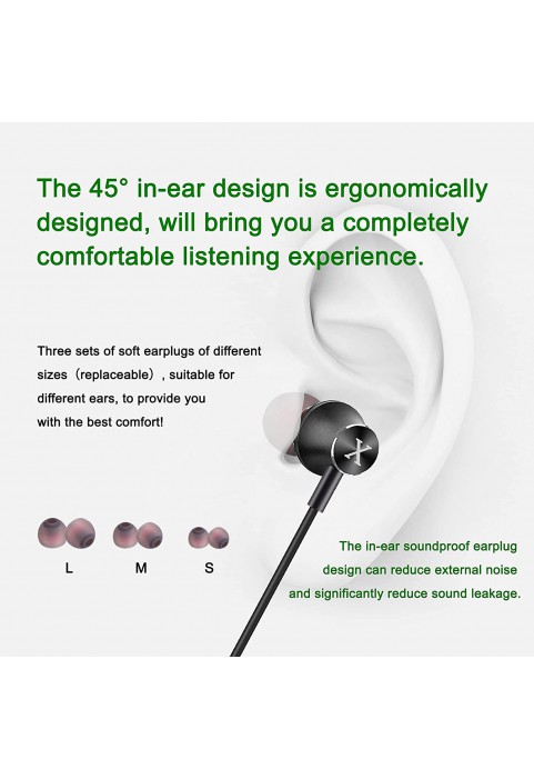 Earphones XINLIANG Wired Earbuds with Microphone &amp; Volume Control in-Ear Headphones with Magnetic, Bass Driven 3.5 mm Earbuds for iOS and Android Smartphones, Laptops, MP3, Gaming, Walkman (Black)