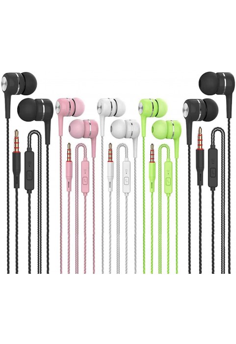 Earbuds Headphones with Microphone 5 Pack, Earbuds Wired Stereo Earphones in-Ear Headphones Bass Earbuds, Compatible with iPhone and Android Smartphones, iPod, iPad, MP3, Fits All 3.5mm Interface