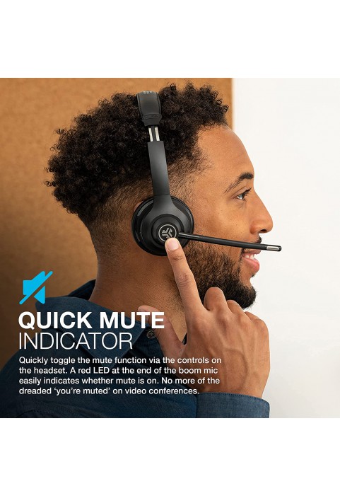 JLab Go Work Wireless On-Ear Headphones with Boom Mic | Bluetooth or Wired Office Headset | Multipoint Connect | 45+ Hours Playtime | Clear Calls and Video Calls Using Your Computer or Mobile Device