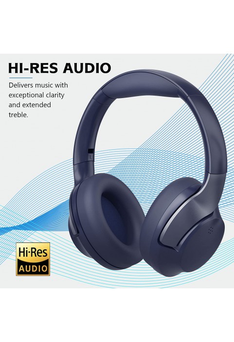 REETEC Hybrid Active Noise-Canceling Headphones Wireless Over Ear Headset Bluetooth V5.0, 30H Playtime Comfortable Fit for Laptop Travel/Work,Blue