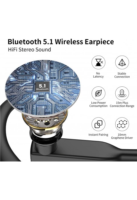 Bluetooth Earpiece for Cell Phone Noise Canceling Headphone with Microphone Wireless Headset Bluetooth Earpiece 5.1 Hands Free Headset CVC8 Compatible with iPhone Android for Business Office Driving