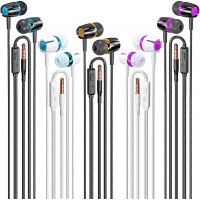 Wired Earbuds 5 Pack, Earbuds Headphones with Microphone, Earphones with Heavy Bass Stereo Noise Blocking, Compatible with iPhone and Android Devices, iPad, MP3, Fits All 3.5mm Interface Devices