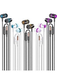 Wired Earbuds 5 Pack, Earbuds Headphones with Microphone, Earphones with Heavy Bass Stereo Noise Blocking, Compatible with iPhone and Android Devices, iPad, MP3, Fits All 3.5mm Interface Devices