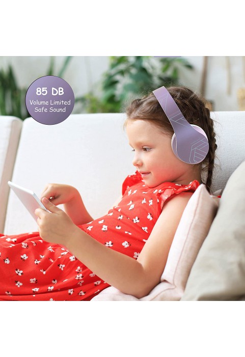 PowerLocus Kids Headphones Over-Ear, Bluetooth Wireless Headphones for Kids,with Microphone, Safe 85DB Volume Limited, Foldable with Carry Case, Audio Cable, Micro SD mode for Online Classes,PC,Phones